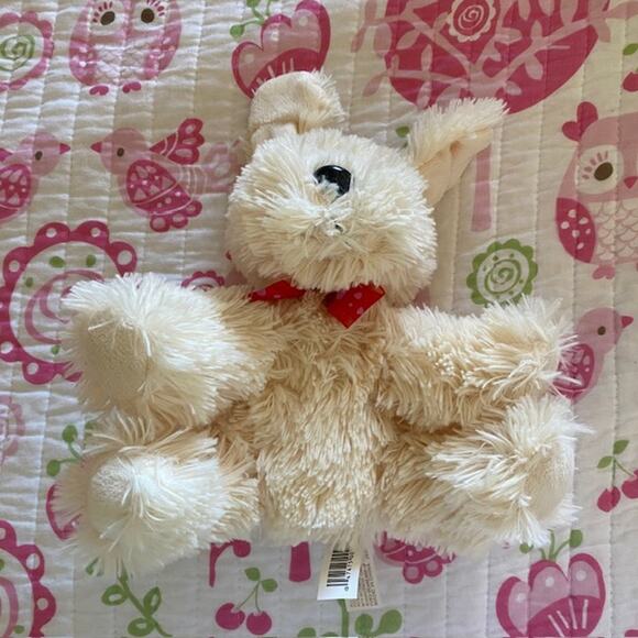 Dan Dee Cream‎ Plush Dog 9 Inch Stuffed Animal Soft Fur Bow Tie w/Red Hearts - Picture 4 of 9